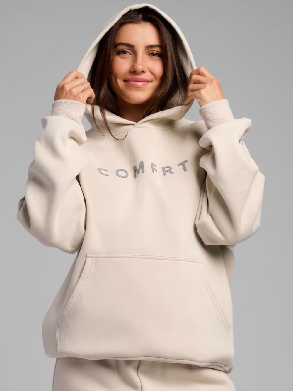 COMFRT Beige Hooded Sweatshirt - Picture 3 of 5